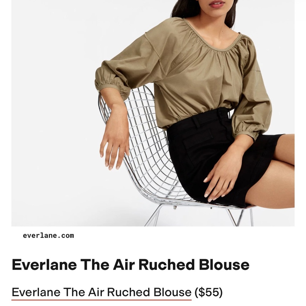 Everlane olive green blouse, size 00 (fits XS- S)